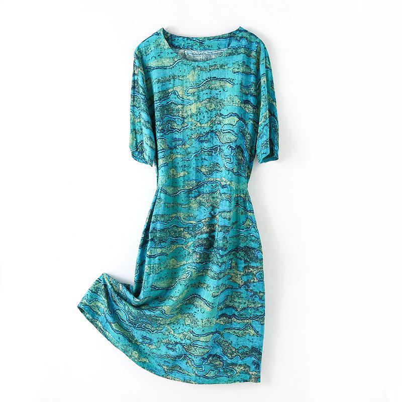 2025 Women's Summer Floral Cotton-Linen Mid-Length Slimming Dress