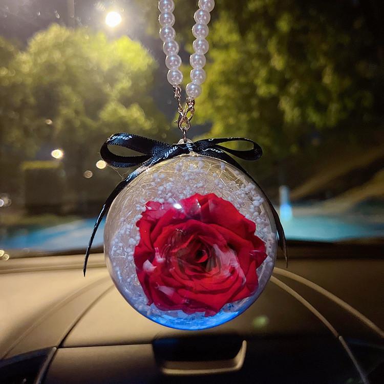 Eternal Flower Rose Ball Car Pendant In Various Colors Stylish Car Interior