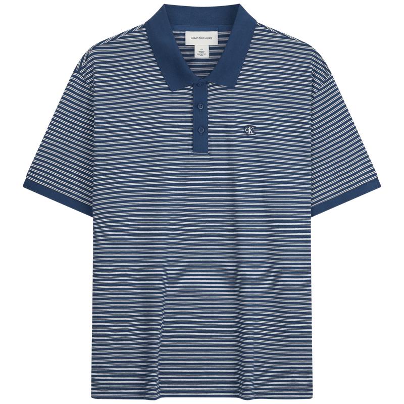 Calvin Klein Jeans Men s Embroidered Striped Cotton Polo Shirt M