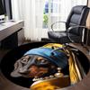 1pc Pearl Earring Dog Portrait Chair Carpet for Office Non Slip, Lightweight, Machine Washable Rug for Office Holiday Decor