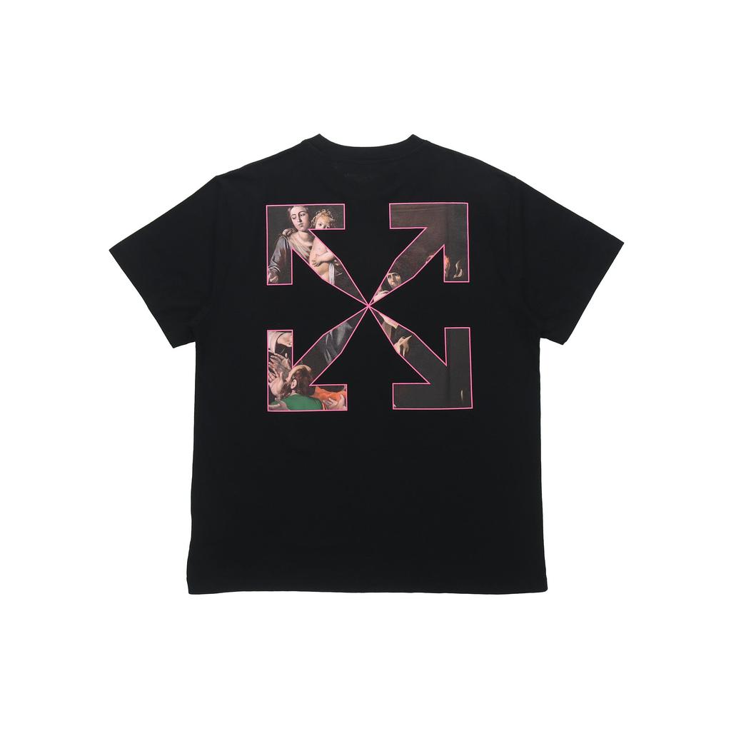 Off-White Sprayed Caravaggio Short-Sleeve Over Tee Black Men Tops OMAA038S21JER0051001