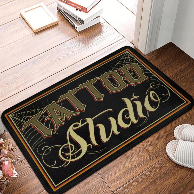 Tattoo Studio Ink Fiend Front Door Mat Anti-Slip Indoor Doormat Balcony Entrance Rug Tattoo Machine Carpet for Tattoo Studio 40x60cm