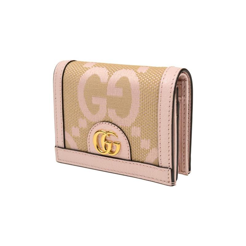 Gucci Ophidia Guldtone Tilbehør Klassisk GG Mønster Print Lærred og Læder Pung Dame Beige/Pink
