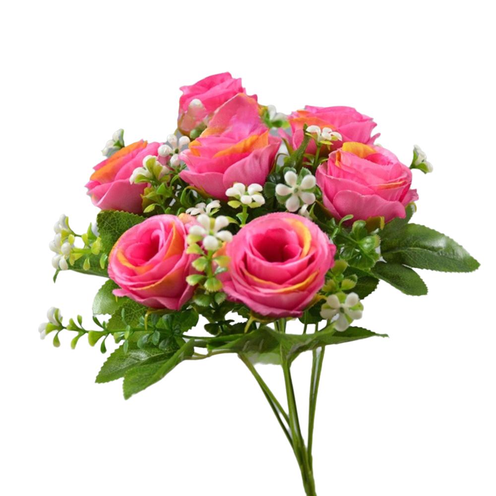 

Высококачественный букет искусственных роз из 7 головок 30 см DIY Искусственный цветок розы Западный стиль Цветочный декор Садовая композиция Декор темно-розовый