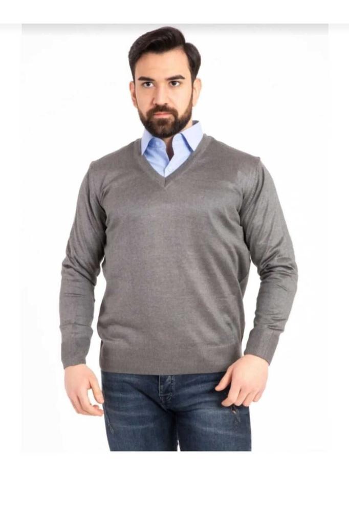 Herren-Pullover in Übergröße, Übergröße, Herren-Pullover aus dünner Wolle, gestrickt, normaler Dad-Pullover mit V-Ausschnitt