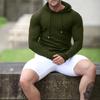 Men's Slim-Fit Long-Sleeve Hoodie Knit Sports Pullover Autumn Winter New Style Casual Solid-Colored Base Layer