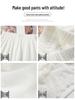 Women's White Lace High-Waist A-Line Long Skirt - Fluffy, Plush, Perfect for Spring & Autumn