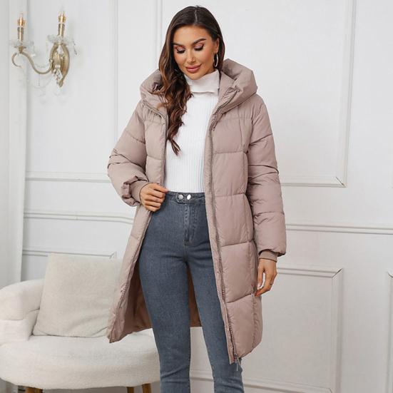 Giacca invernale da donna con cappuccio, cappotto imbottito e spesso, vita sottile, cerniera
