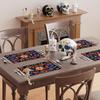 Colorful Flowers Peppers Dia De Los Muertos Cinco De Mayo Day of The Dead Placemats Set of 4 Table Mats for Party Home Kitchen Dining Table Decoration