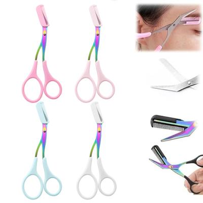 Tijeras para Recortar Cejas con Peine Acero Inoxidable Profesionales Antideslizantes Recortador de Cejas de Precisión
