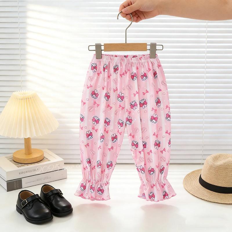 Girls' Ice Silk Short-Sleeve T-shirt & Mosquito Repellent Pants Two-Piece Set