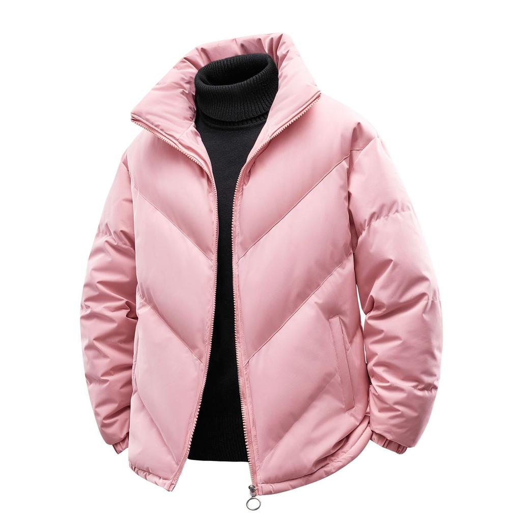 Winter cotton-padded clothes are the same for men and women, thickened stand-up collar, loose fashion and versatile casual cotton-padded jacket.