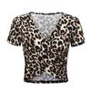 2020 Summer V-neck Slim Fit Leopard & Snake Print Crop Top T-shirt for Women