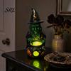Scary Witch Cauldron Ornament Halloween Lamp Figurine, Resin Witches Lighted-Up Festival Party Table Decor Cauldron, Supplies Shelf Fireplace