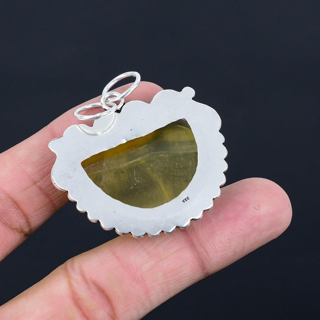 925 Sterling Silver Third Eye Chakra Multi Fluorite Gemstone New Pendant Jewelry
