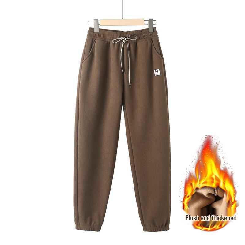 Mom's High-Waisted Tapered Pants - Plus Velvet, Midweight, Casual, Spring-Fall, Winter Wear