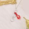 Winter Themed Snowman Button Necklace Unique Tassels Design Hoodie Chain Neckwear for Women Fashion Accessory