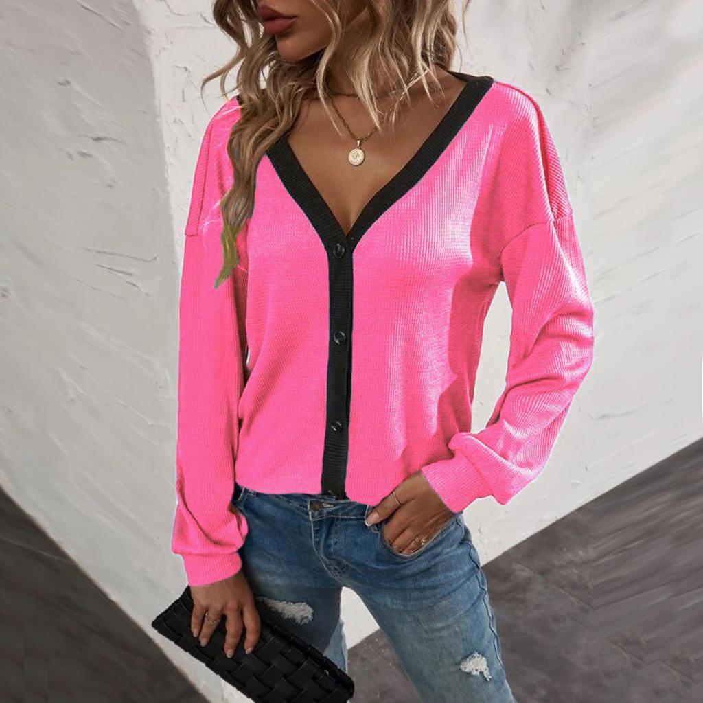 Women's Fashion Casual Single Breasted Cardigan Color Long Sleeve Jacket