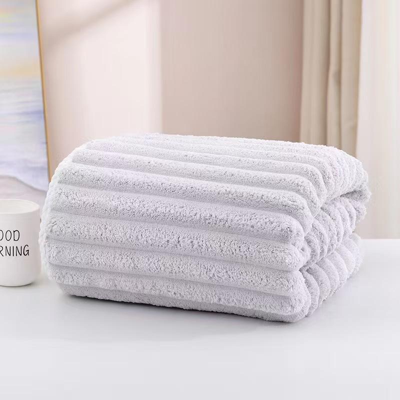 Coral Fleece Towel Bath Towel Set Candy Strip Fleece Women's Household Water Absorption Adult Children Face Towel Bath Towel
