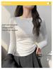 2025 Autumn/Winter Women's Solid Color Slimming Long Sleeve Round Neck Base Shirt