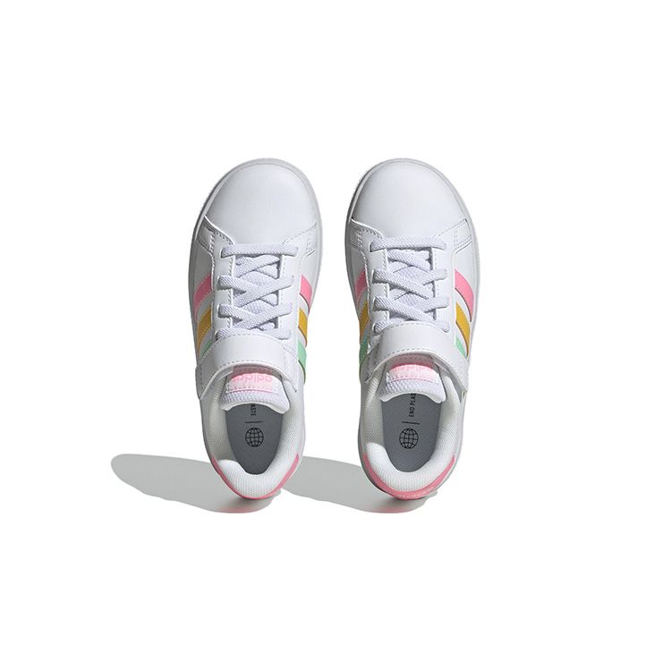 Adidas Grand Court 2.0 Little Kid White Multi-Color Kids Sneakers Cloud-White Pulse-Mint Beam-Pink HP8913