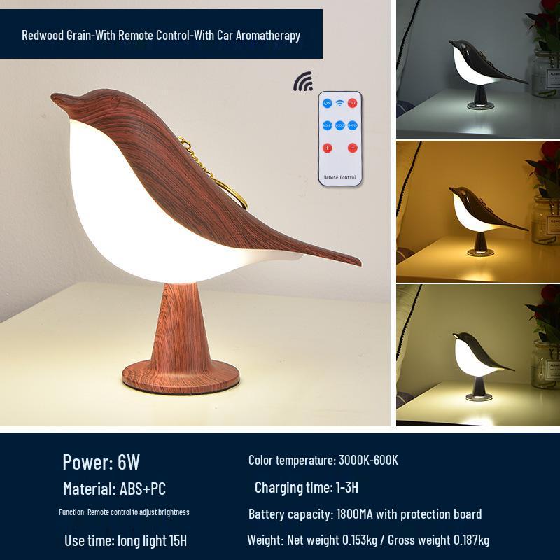 Creative Magpie Aroma LED Bird Night Light: Touch-Activated Bedside & Car Decor Lamp