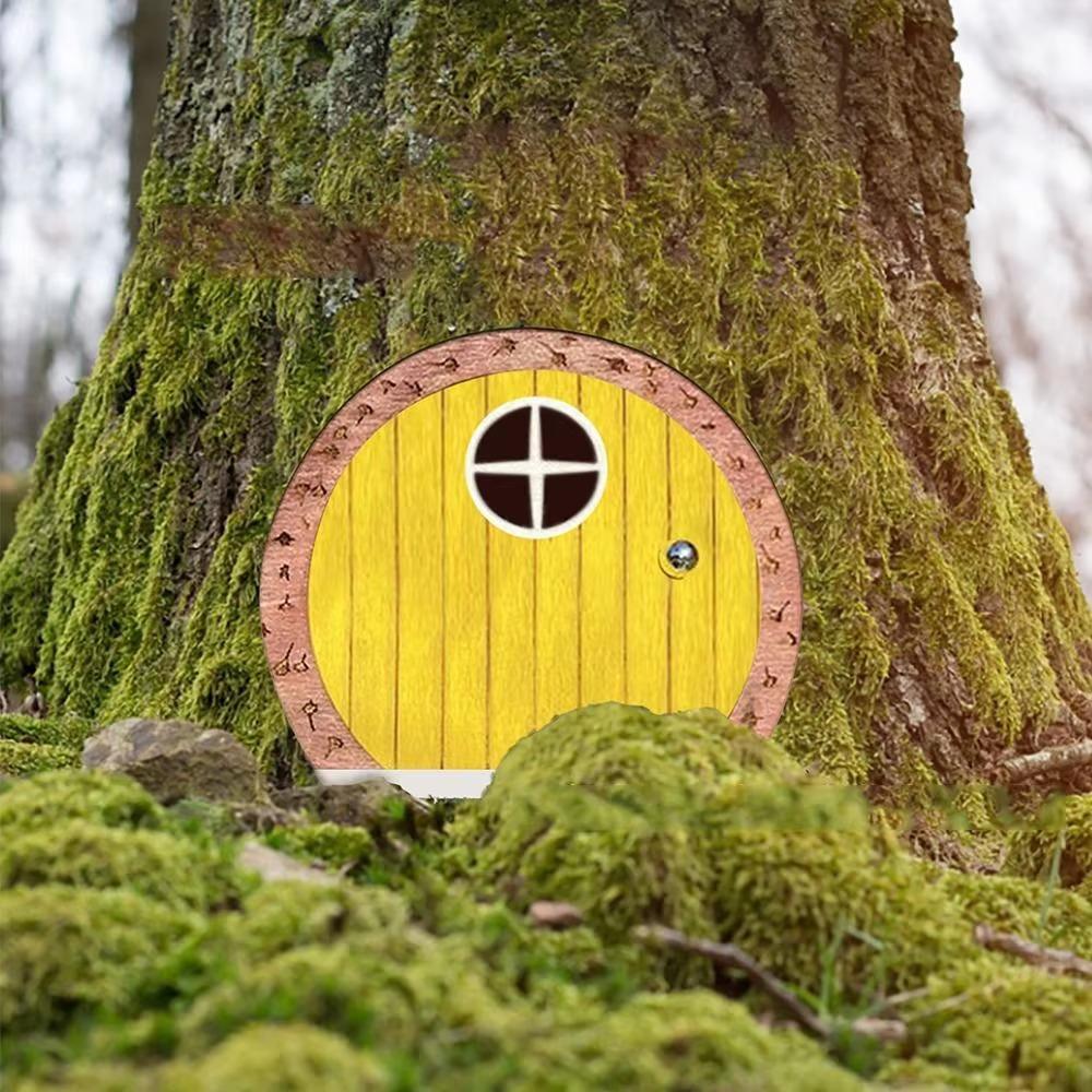 

Figurine Elf Fairy Gate Ornaments Wooden Fairy Door Sculpture Elven Gate Miniatures Doll House Style 1