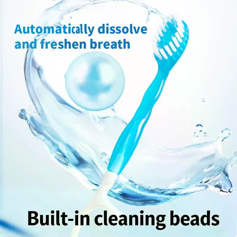 Bursting Bead Toothbrush Disposable Portable 5-in-1 Soft Bristle Dental Floss And Toothpick