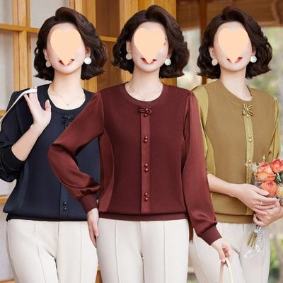 Spring and Autumn Women's Fashion Large Size Small Shirt Stitching Round Neck Bottoming Western Style Loose All-match Thin Shirt