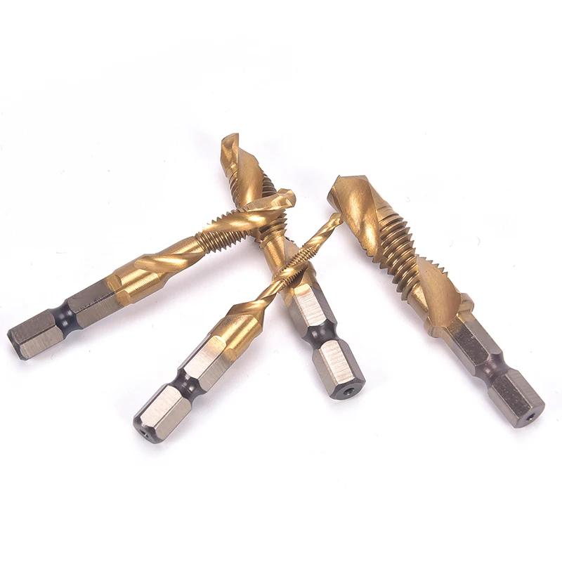 M3-M10 Coadă Hexagonală Titanizată HSS Burghie Mână pentru Filetat Metric