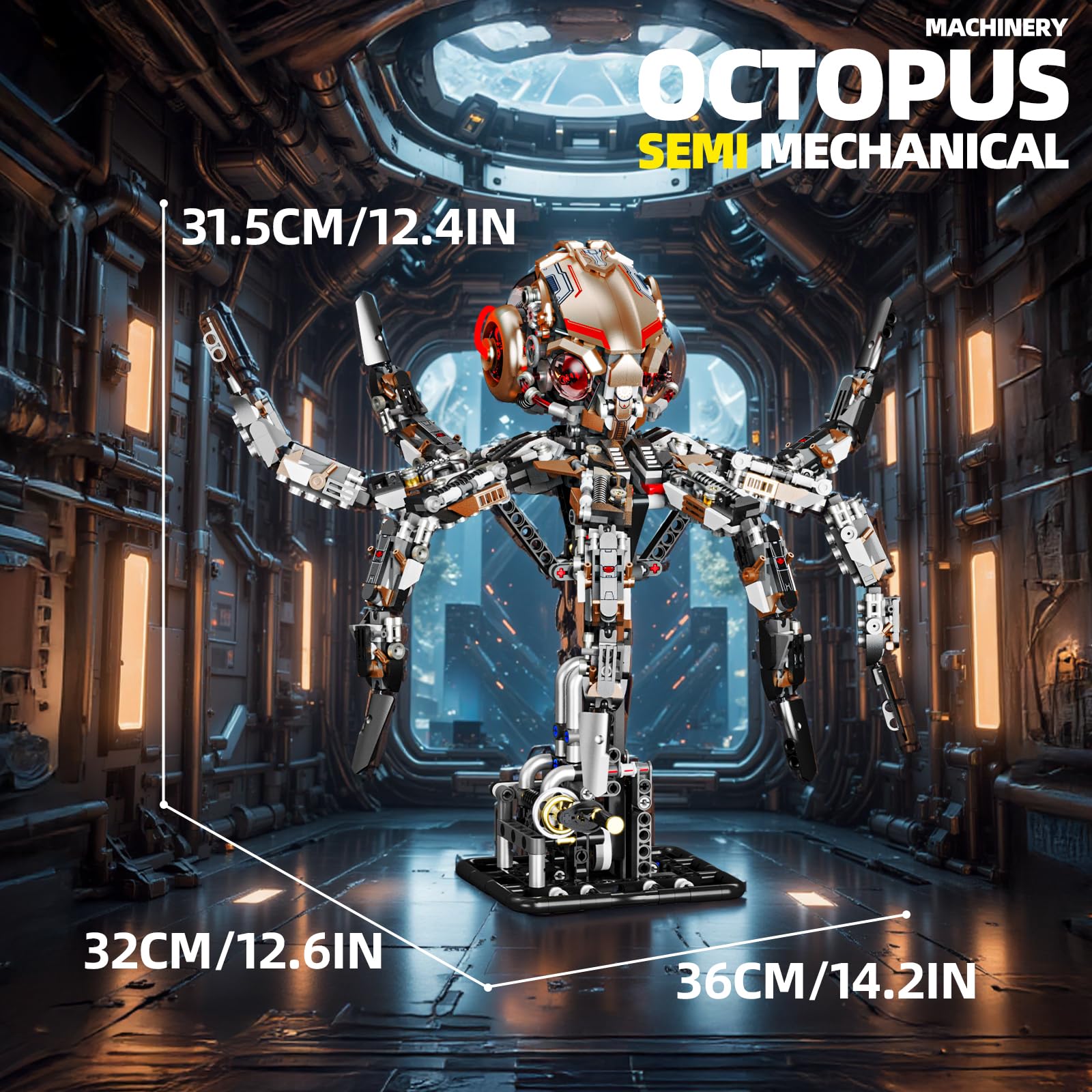 1768PCS Mechanical Octopus Building Blocks Set Childrens DIY Steampunk Robot Model STEM Engineering Kit Toys Adults & Kids Gifts