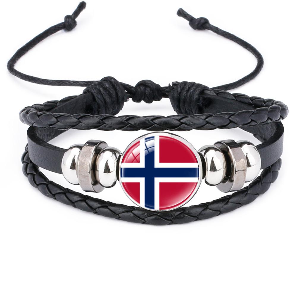 World Cup Leather Bracelet National Flag Soccer Match Souvenir  Adjustable Cowhide Woven Bracelet for Men Women,Sports  Fan Accessories