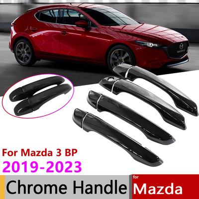 For Mazda 3 BP 2022 2023 Gloss Black Smart Door Handle Cover Trim Stickers Protective Car Exterior