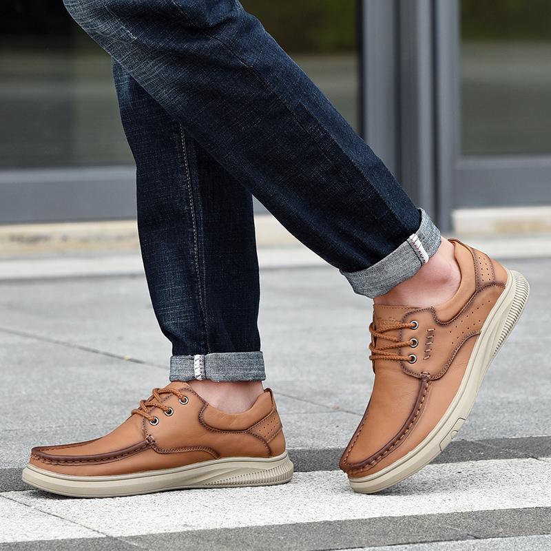 Men's Genuine Leather Casual Shoes Business Casual Shoes Comfortable Soft Sole Anti Slip Lazy Driving Shoes