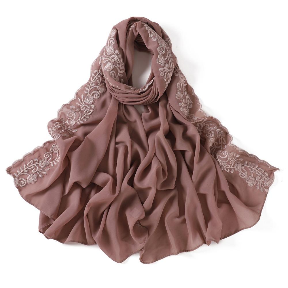 

Lightweight Long Scarf Solid Color Hijab Fashion Lace Stitch Shawls for Spring and Summer Ash