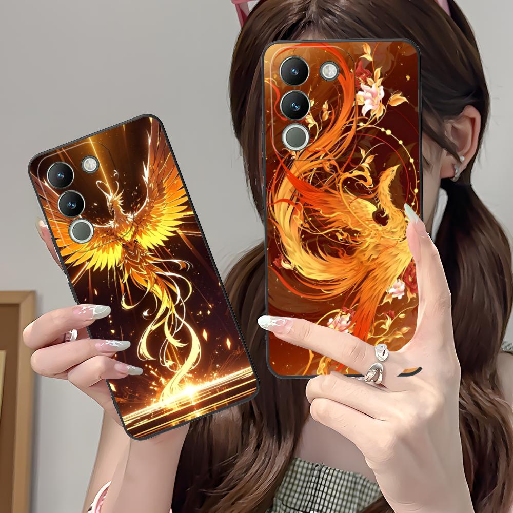 Luxury Phoenix Mobile Cell Phone Case for VIVO V60 V50 V40 V30 V29 V27 V25 V23 Pro Lite 5G Colorful Printing Cover Cover Luxury