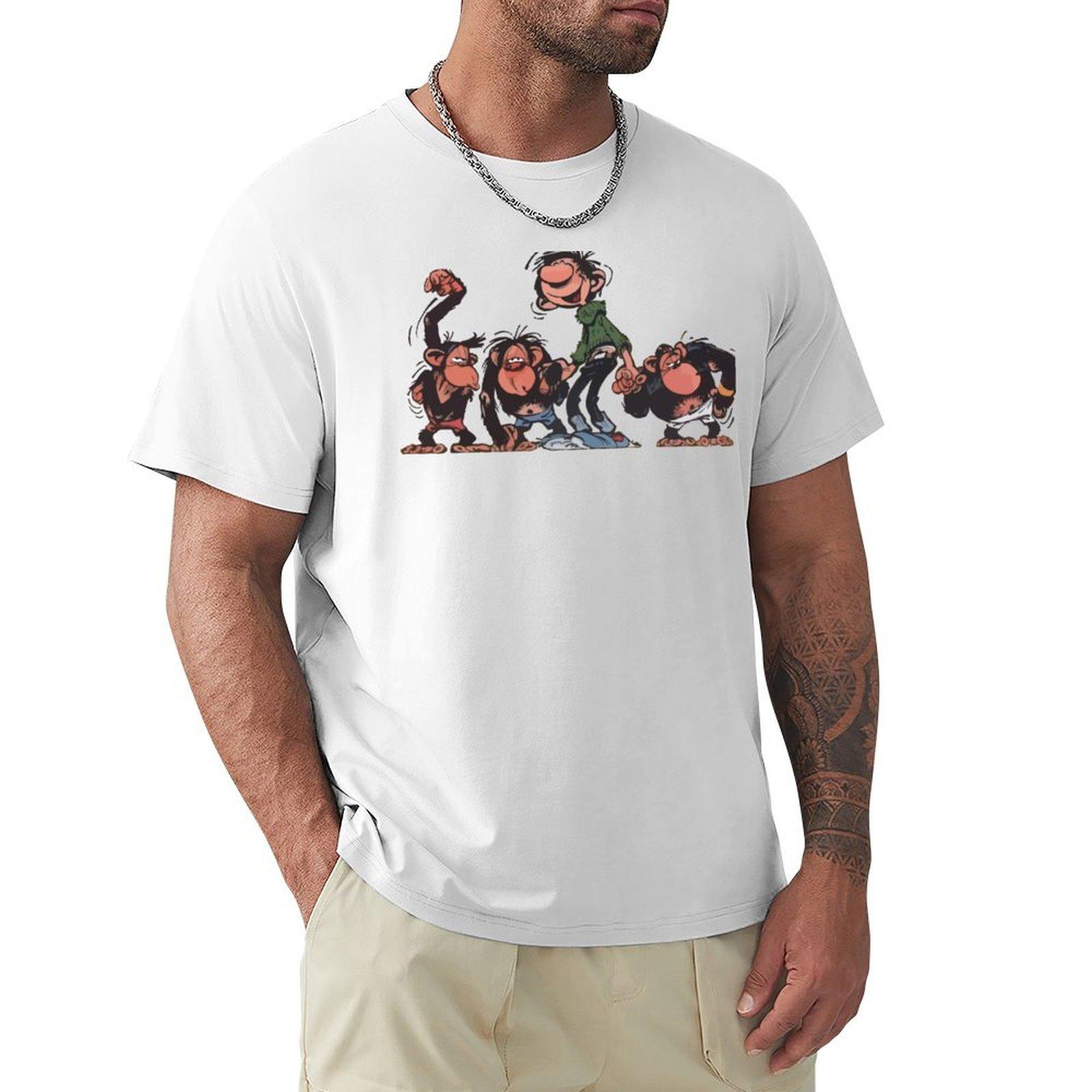 Gaston Goof With Monkeys Tshirt Basic All Season Solid Tshirt S