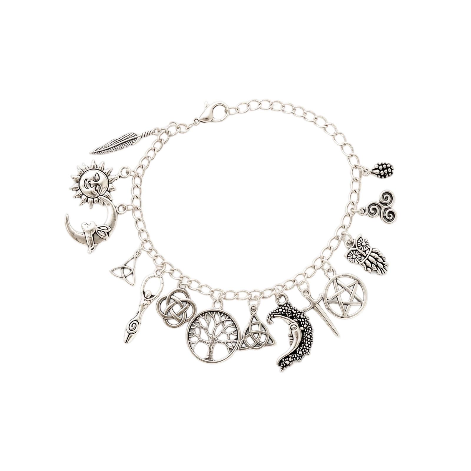 Vintage Hexenarmband, Böhmischer Charm-Schmuck für Damen One Size white