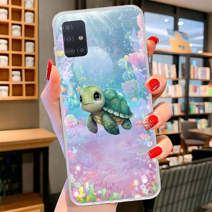 Cartoon Sea Turtle Tortoise Cover Phone Case For Samsung Galaxy A12 A22 A32 A52 A72 A02S Phone Case Note 20 Ultra 10 S10 Plus A5