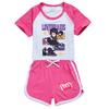 5601 2pcs/set Kids Girls Lily Lovebraids Print T-shirt Shorts Tracksuit Outerwear