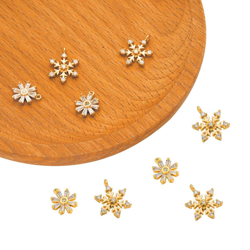 Copper Snow Flowers Charms Pendants DIY For Women Earring Making Supplies