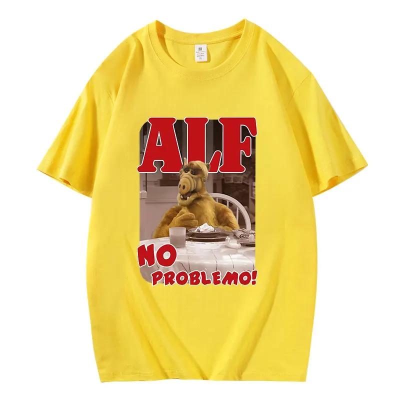 2025 Summer T-shirts ALF NO PROBLEMO Printed Women Short Sleeve Breathable O-Neck Casual Tops All-math Loose Tee Tops