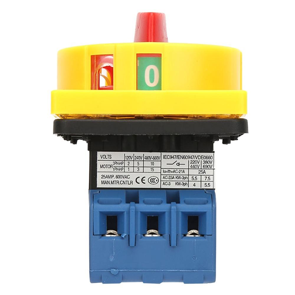 25A/32A Load Load Circuit Breaker Switch 3-Pole 65*65*95mm Load Circuit Breaker, Rotary Switch High Current on Off