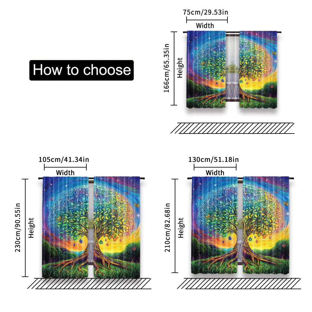 Set Of 2 Ethnic Curtain Tree Valley Spiral Branch Balance Mother Earth Art Bedroom Living Room Dining Curtains Made Polyester Area Window Treatment