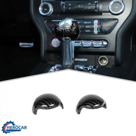 2x Schaltknaufabdeckung aus Kohlefaser, Zierleisten-Zubehör für Ford Mustang ab Baujahr 2015