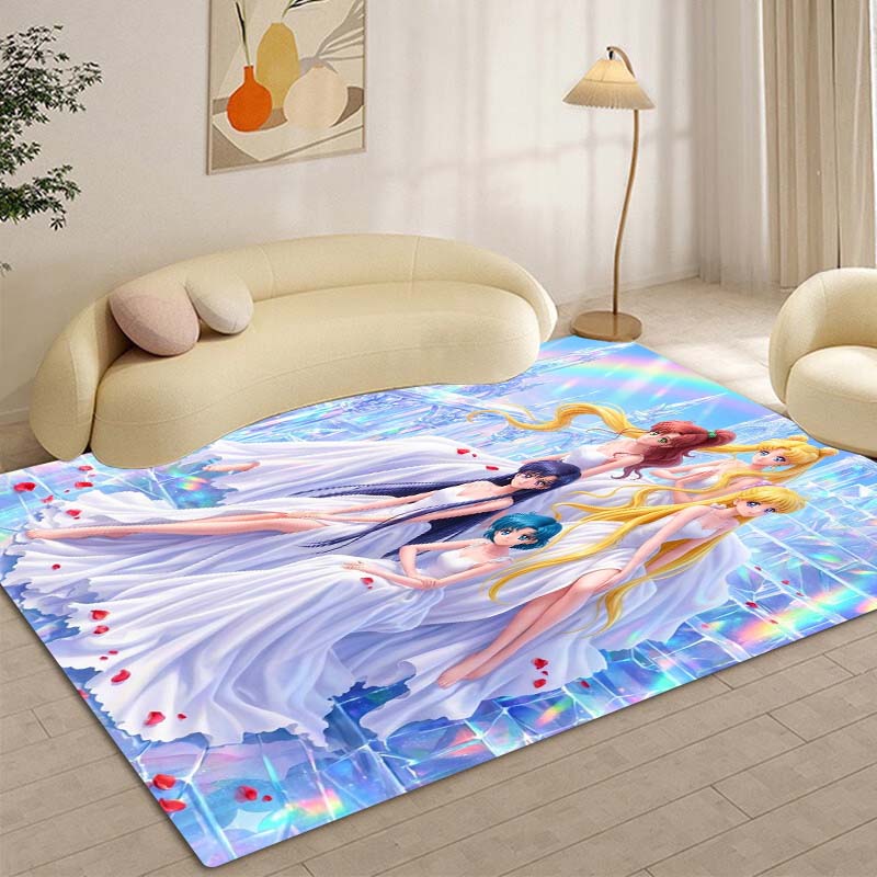 High-definition 3D Sailor Moon anime rug, suitable for bedrooms, living rooms, home sofa decoration, large decorative rug, and