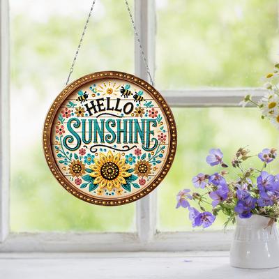 2D/Flat DIY Diamond Painting Set Hanging Diamond Art Kits Rhinestone Diamond Art Window Pendants DIY Home Decor Hanging Charm