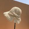 Summer Woven Breathable Sun Hat, Women's Foldable Beach Bucket Hat with Hollow-Out Design, Paper Crafted Non-Elastic Fisherman Cap for Vacation