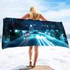 Cyber Style City Night Scene Sand Towel Beach Blanket Sand Free Microfiber Quick Drying Swimming Pool Towels Camping Towels
