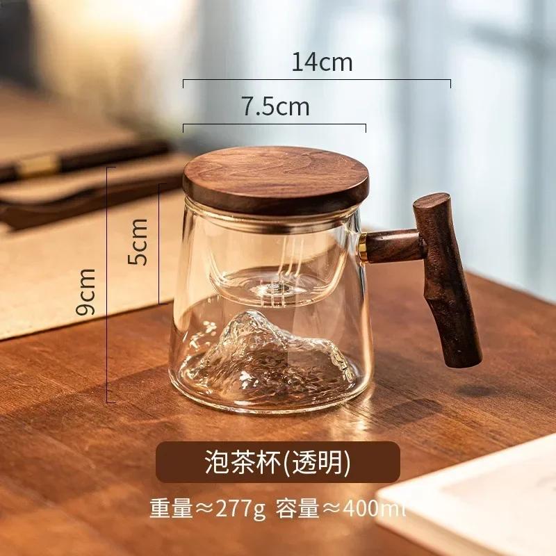 High borosilicate Pyrex tea cup office filtration integrated transparent glass tea drink